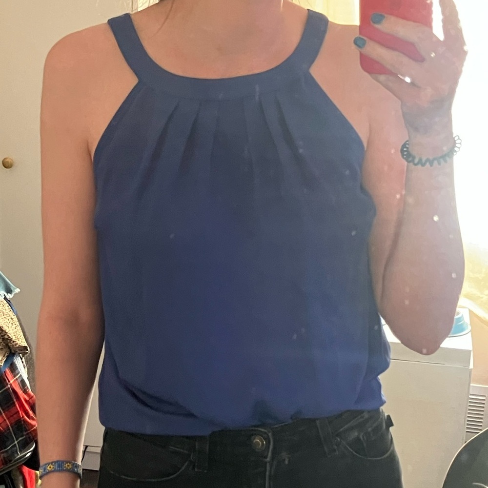 Blue Tie Back Tank Top